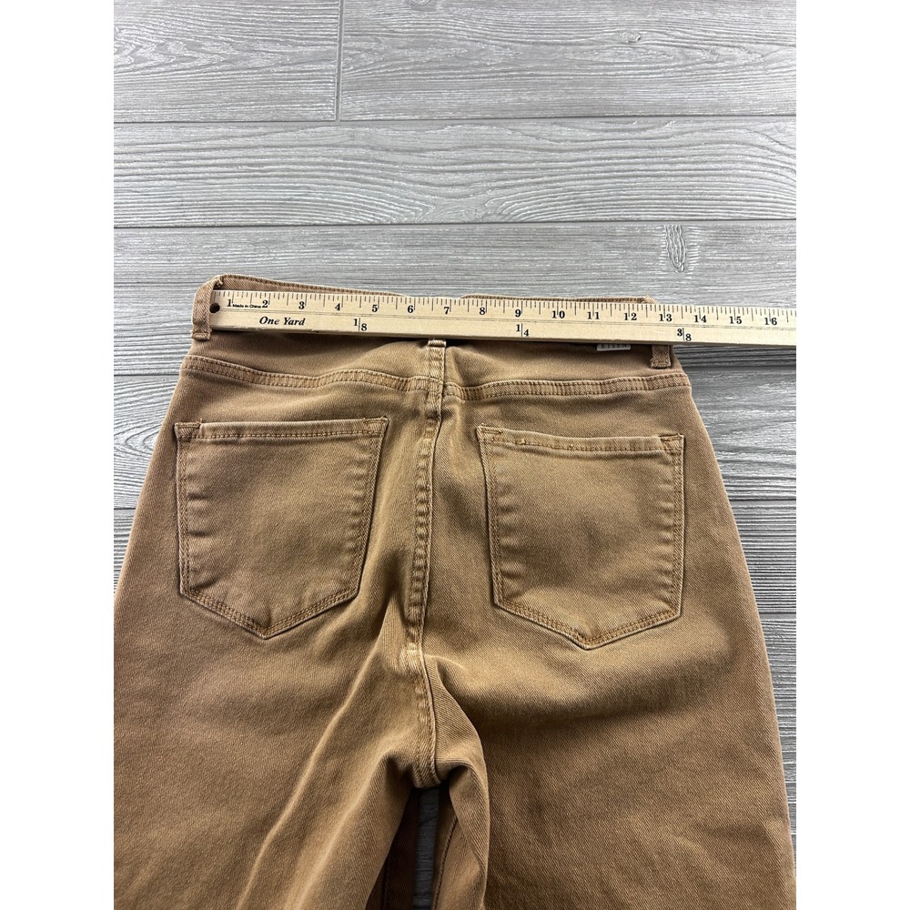 Risen Jeans Brown High Rise Wide Leg Raw Hem Denim RDP5507 Size 7/28 - Picture 4 of 9